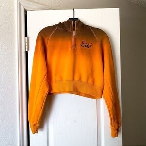 I.AM.GIA Hoodie Ariana Brown Cropped Half Zipper Orange Ombre XXS EUC